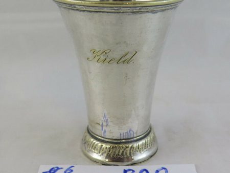 ANTICO BICCHIERE IN SILVERPLATE CON NOME INCISO VINTAGE GLASS KIELD NAME R90 Hot on Sale