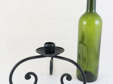 CANDELIERE IN FERRO BATTUTO VINTAGE PORTACANDELA SINGOLO CANDELABRO LUME CH12 Sale